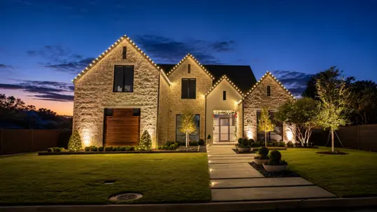 House with outdoor lights